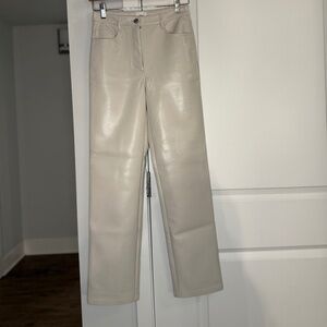 Cream Faux Leather Pants — Wilfred (Aritzia)